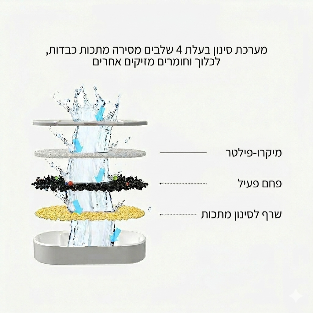מזרקת שתייה חכמה ומסננת מים לחיות מחמד 4 ליטר