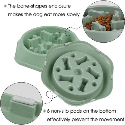Slow Feeder Dog Bowl Anti-Choking Puppy Food Bowl Anti-Slip Pet Slow Eating Dog Dishes Puzzle Feeders for Dogs Small Medium