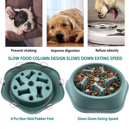 Slow Feeder Dog Bowl Anti-Choking Puppy Food Bowl Anti-Slip Pet Slow Eating Dog Dishes Puzzle Feeders for Dogs Small Medium