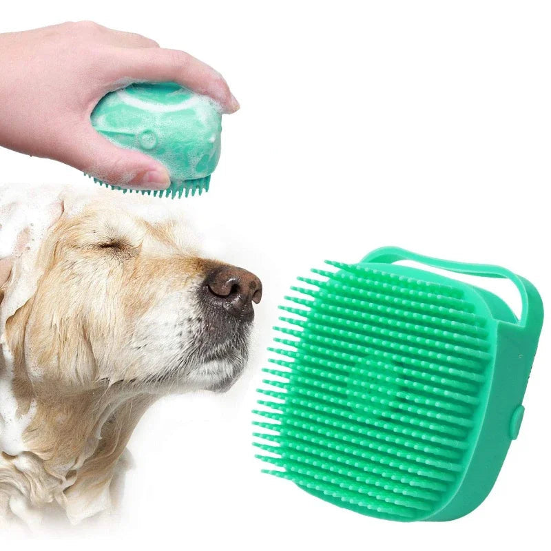 Pet Dog Shampoo Brush 2.7Oz 80Ml Cat Massage Comb Grooming Scrubber for Bathing Short Hair Soft Silicone Rubber